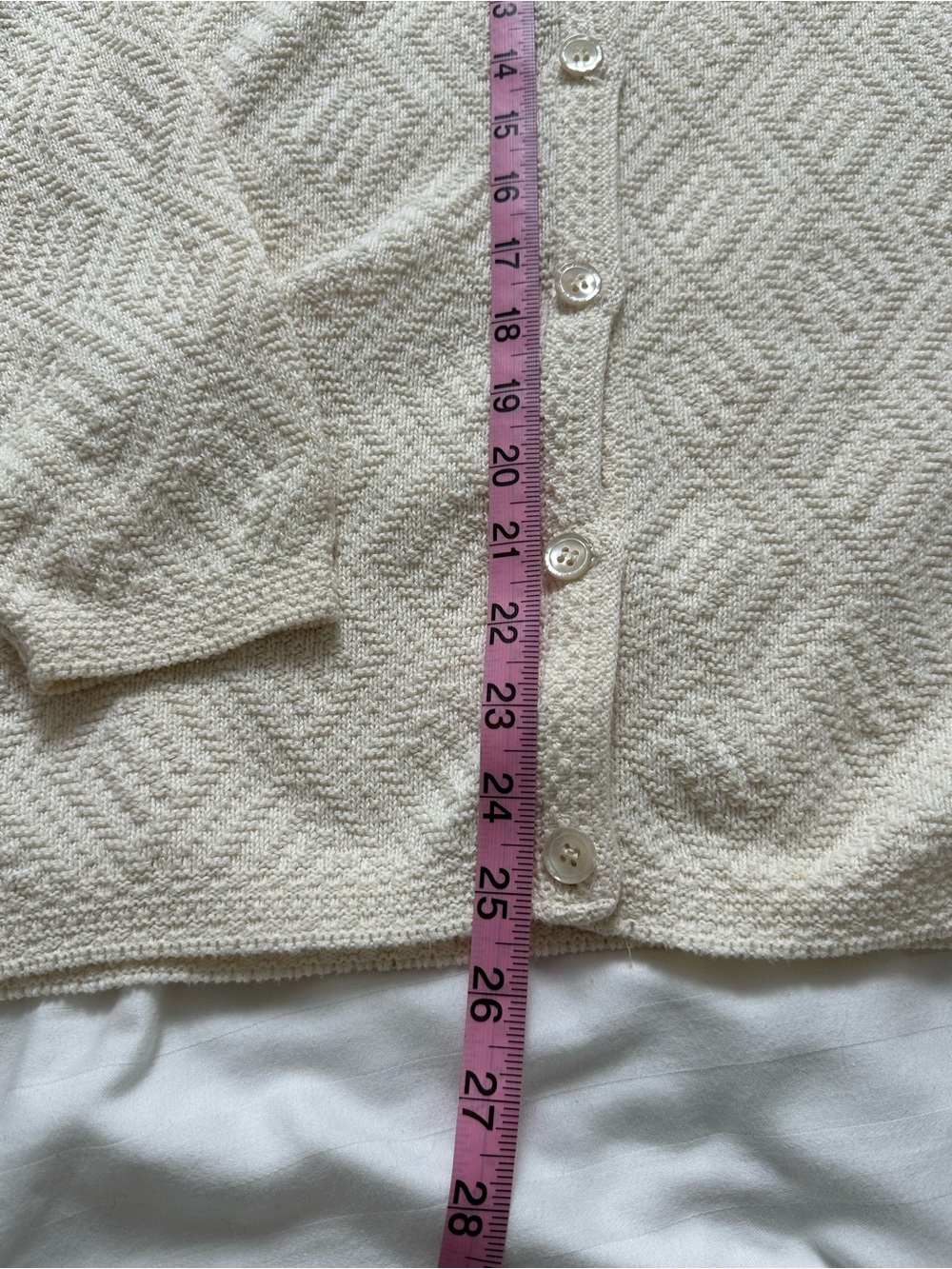 80s 90s Vintage Cream Knit Button-Front Sweater Cottagecore 100% Cotton - Picture 7 of 7